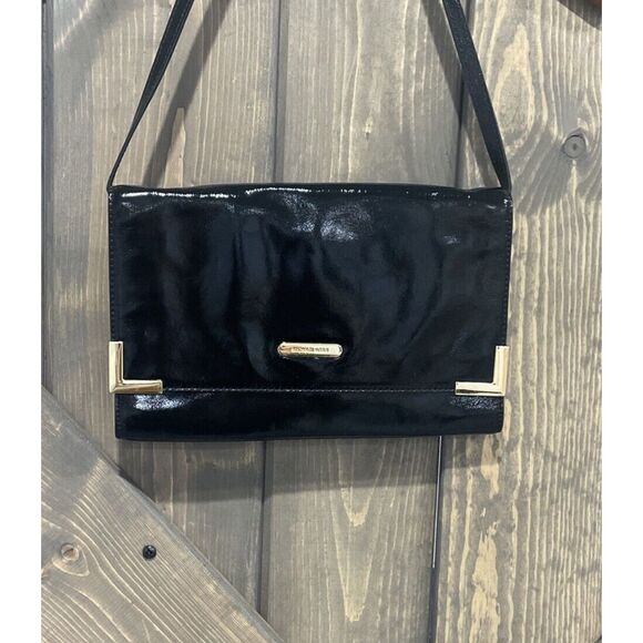 MICHAEL KORS Beverly Black Patent Leather Clutch Shoulder‎ Bag